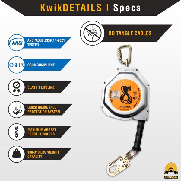 KwikSafety 20FT Aluminum Self Retracting Lifeline-3