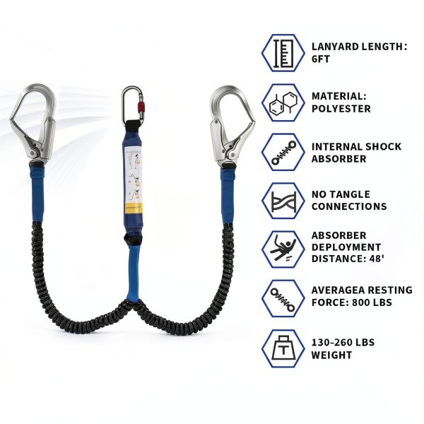 glorousamc 6FT Internal Shock Absorbing Lanyard for Truck-8