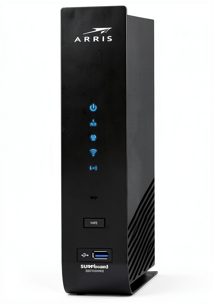 Installing CommScope SBG7600AC2 Docsis 3.0 Modem Router on a wooden desk