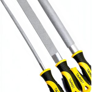 Diamond File Set 3-Piece 8-inch for Lawn Mower Blades, Garden Shears &-0