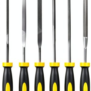 MORROWIND Small 6-Piece Needle File Set, Diameter 0.11" Length 5.51" Hardened Alloy Steel Mini File for Metal Wood Plastic, Includes Flat, Warding, Square, Triangular, Round, Half-Round, Yellow-0